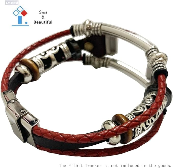 Luxe Bands with Box Pack for Men, Adjustable (Small Mediume Extra Large XL are All Ok) Replacement Leather Watch Band Compatible with for Fitbit Luxe, Red