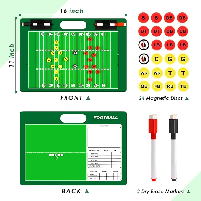 Keweis Magnetic Football Dry Erase Coaches Board 24 Magnets