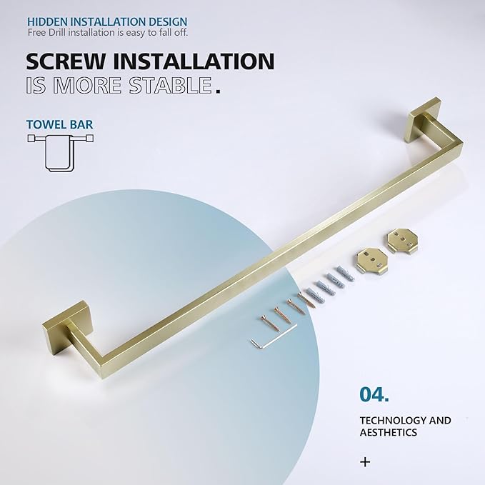 KOKOSIRI 24-Inch Single Towel Bar SUS304 Stainless B4003BG-L24
