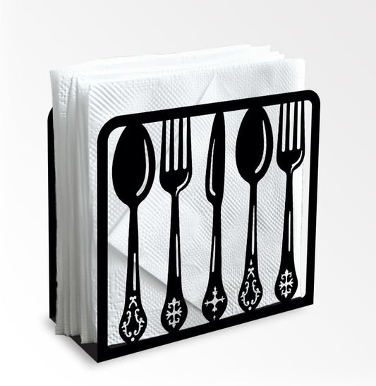Tableware Decorative Black Metal Napkin Holder for Table, 4.9" x 4.9" x 1.9" Standing Napkin Holder for Home Kitchen Restaurant Picnic Party Coffee Bar Dining Room