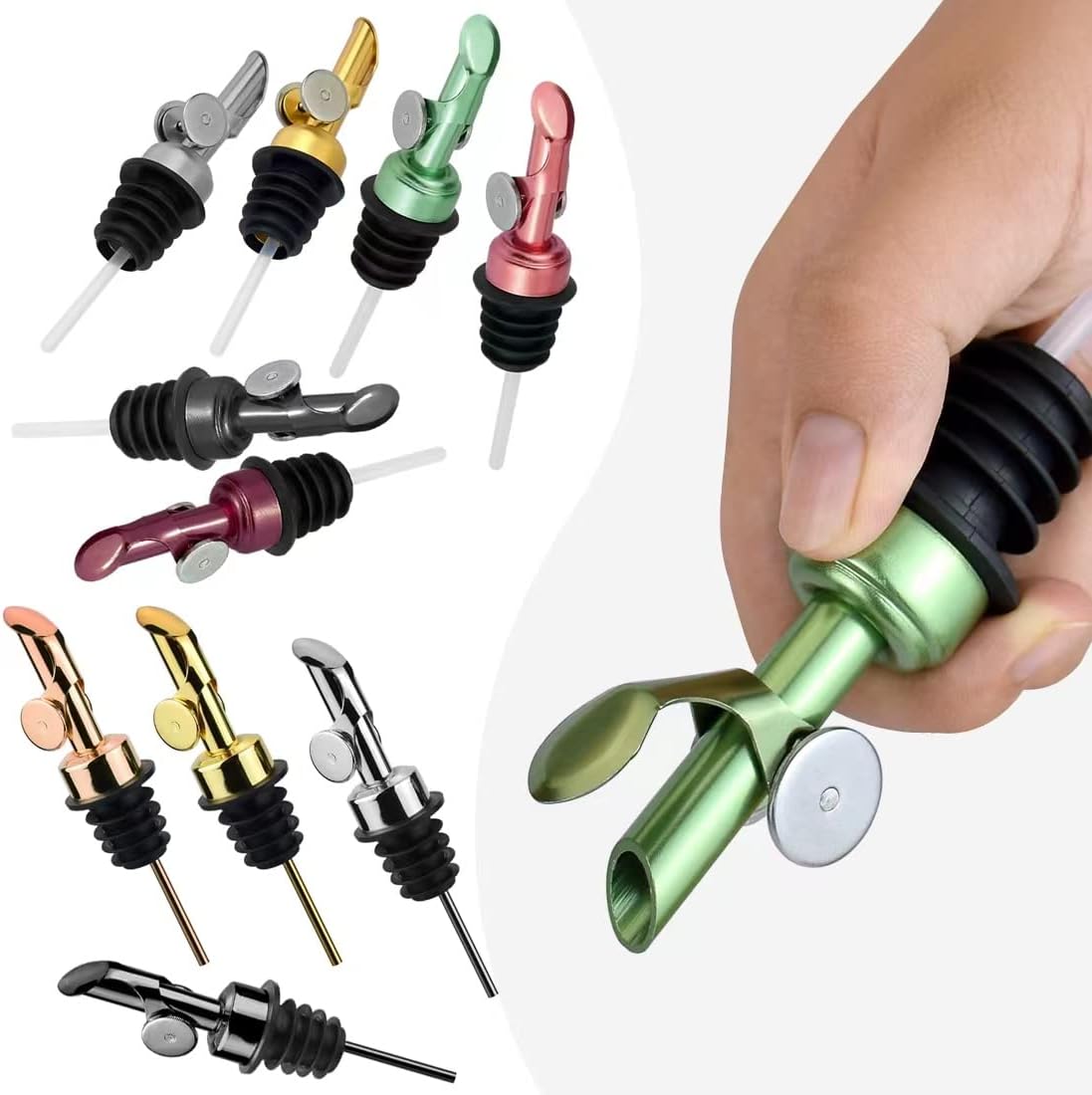 MEETSWEET Olive oil dispenser spout, pour spouts，304stainless steel automatic opening and closing spout, leak-proof, for olive oil, vinegar, wine and other liquid bottles (304rose)