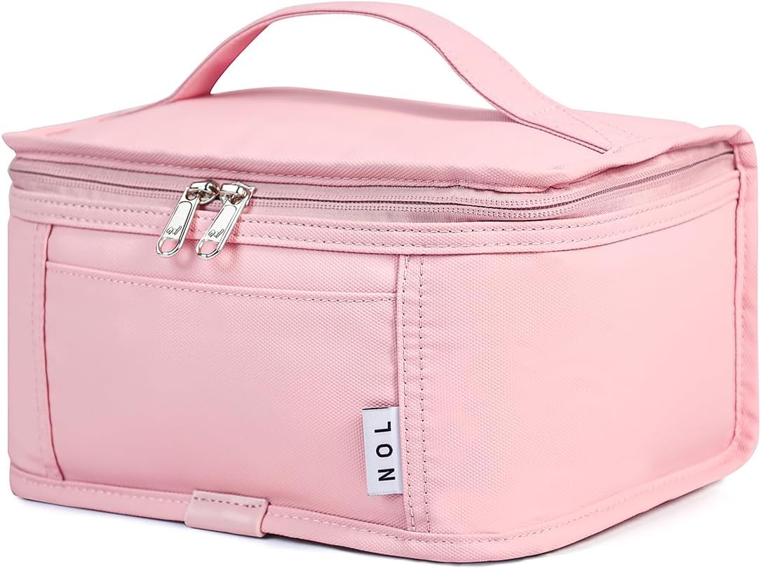 NOL Natural Organic Lifestyle Small Lunch Bag Mini Lunch Box Insulated Lunch Bag for Men/Women Leakproof Cooler Tote Bag Lightweight Nylon Waterproof Lunch Box For Work, Pink