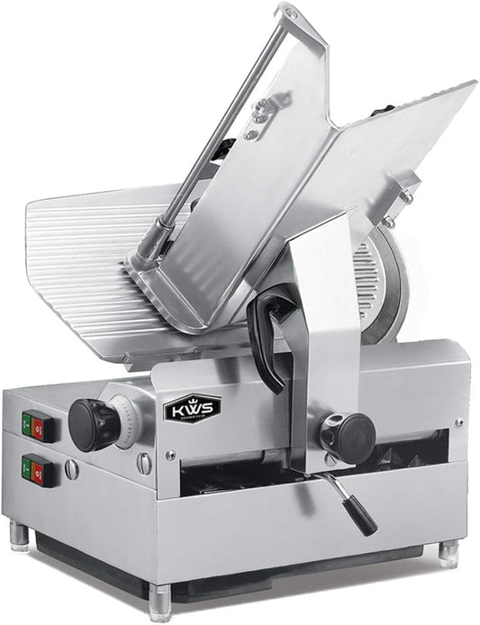 KWS MS-12A 1050W Countertop Model Commercial Automatic Electric Meat Slicer with Stainless Steel Blade, Frozen Meat, Food Slicer/Low Noises [ ETL, NSF Certified]