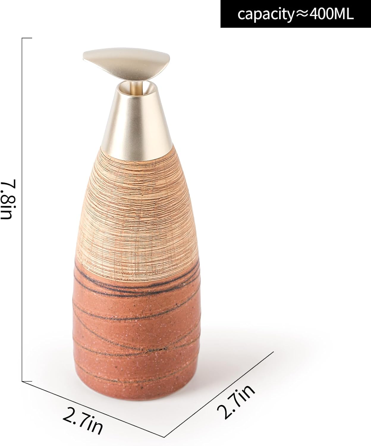 Ceramic Soap Dispenser with Plastic Pump – 12oz Refillable Liquid Dispenser for Bathroom, Kitchen, Office, Hotel, Airbnb, or Vacation Rental (Type G)