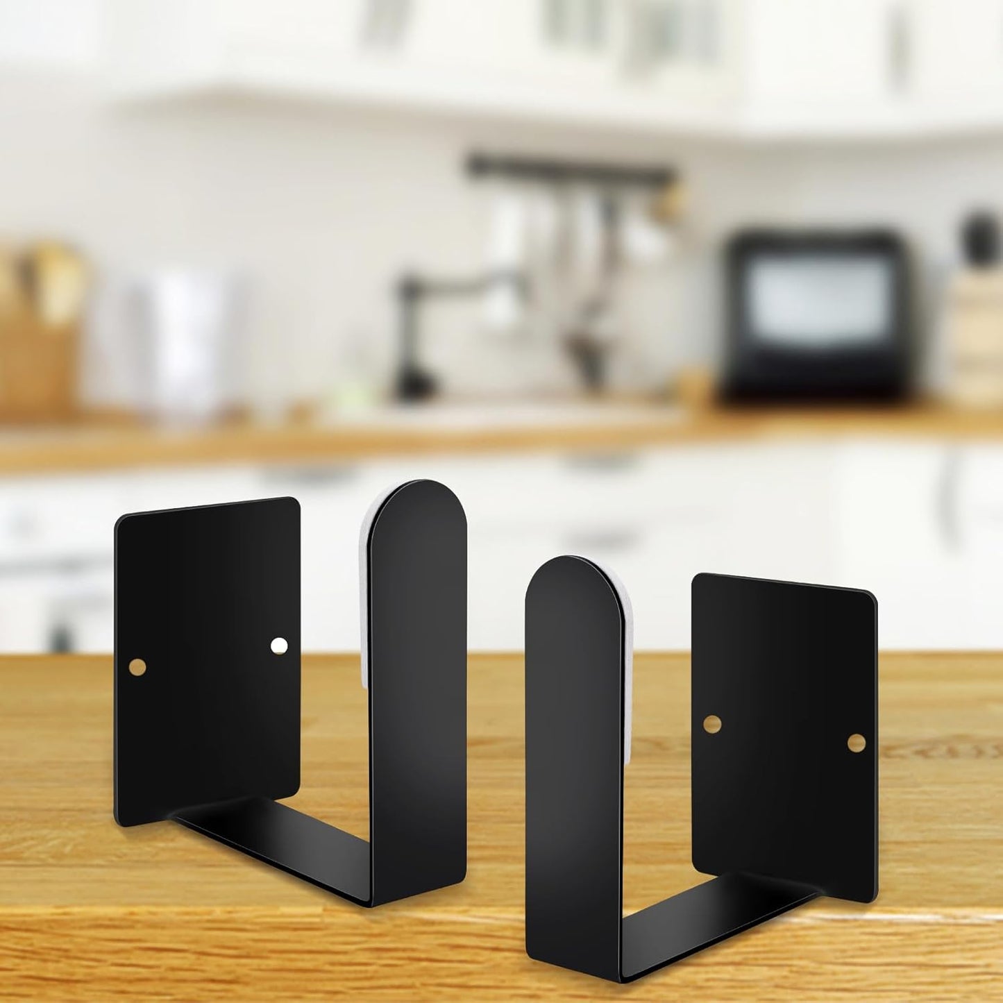 Pot Lid Holder Stainless Steel Wall Mounted 3M Self Adhesive Pan Cover Racks (Set of 4) Freely Adjustable Length (Black)