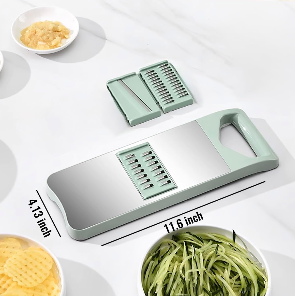 3-Blade Mandoline Slicer for Kitchen,Stainless Steel Slicer Vegetable Cutter, Carrot Shredder, Kitchen Grater(Seafoam green, 3-in-1)