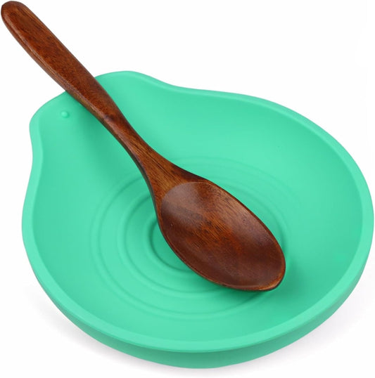 Spoon Rest for Stove Top, Silicone Spoon Rest for Kitchen Countertop, Heat-Resistant Utensil Rest for Spatula, Tongs or Spoon, Green