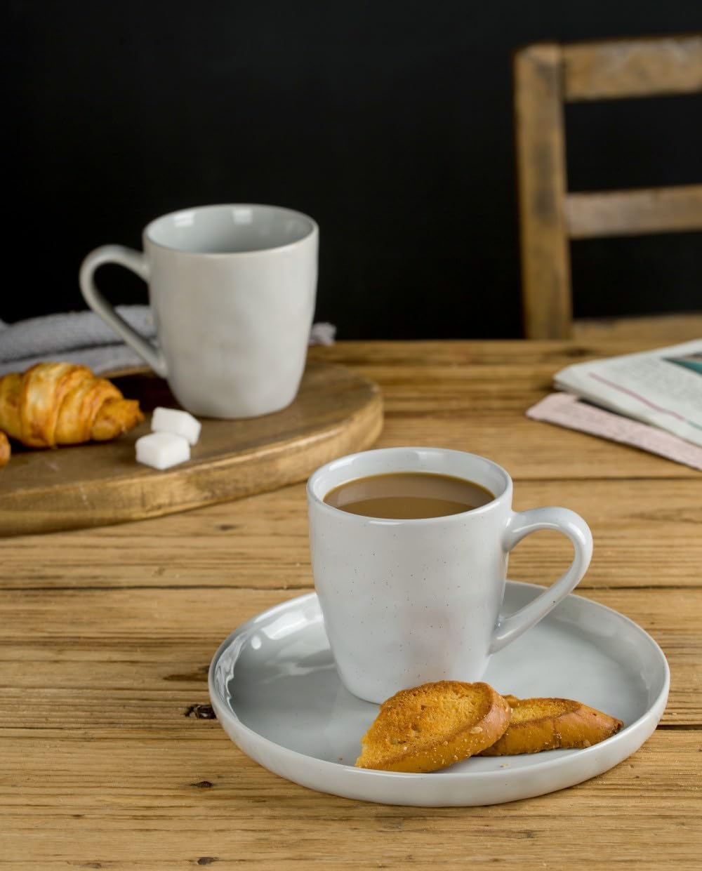 famiware Mars 4 Pieces Coffee Mug, 14 oz Tea Mug, Catering Mugs with Handle for Coffee, Tea, Cocoa, Milk, Light Gray