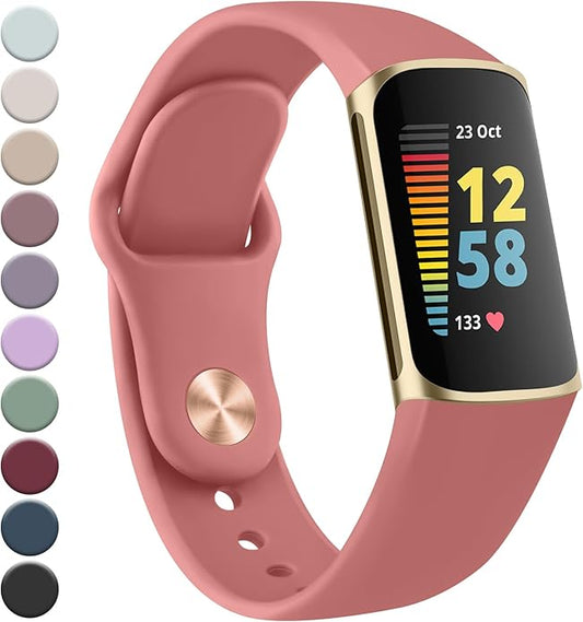 Meliya Compatible with Fitbit Charge 5 Bands Men Women, Sport Band Soft Silicone Waterproof Wristbands Replacement Strap for Fitbit Charge 5 Advanced Fitness Tracker
