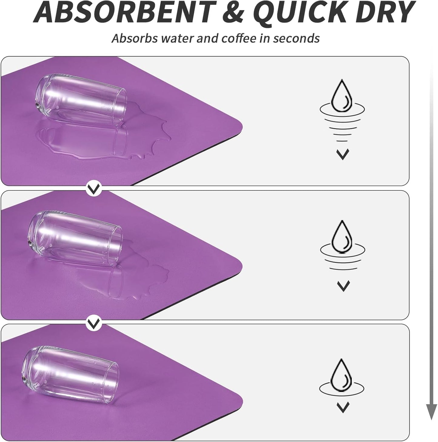 Coffee Mat - Absorbent Hide Stain Rubber Backed Dish Drying Mat for Kitchen Counter - Bar Mats for Countertops Accessories Fit Under Coffee Maker Espresso Machine