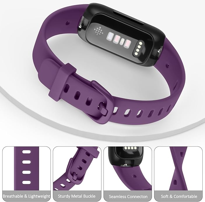 4 Pack Bands for Fitbit Inspire 3 Bands Women Men, Soft Silicone Wristband Sport Replacement Strap for Fitbit Inspire 3 Fitness Tracker