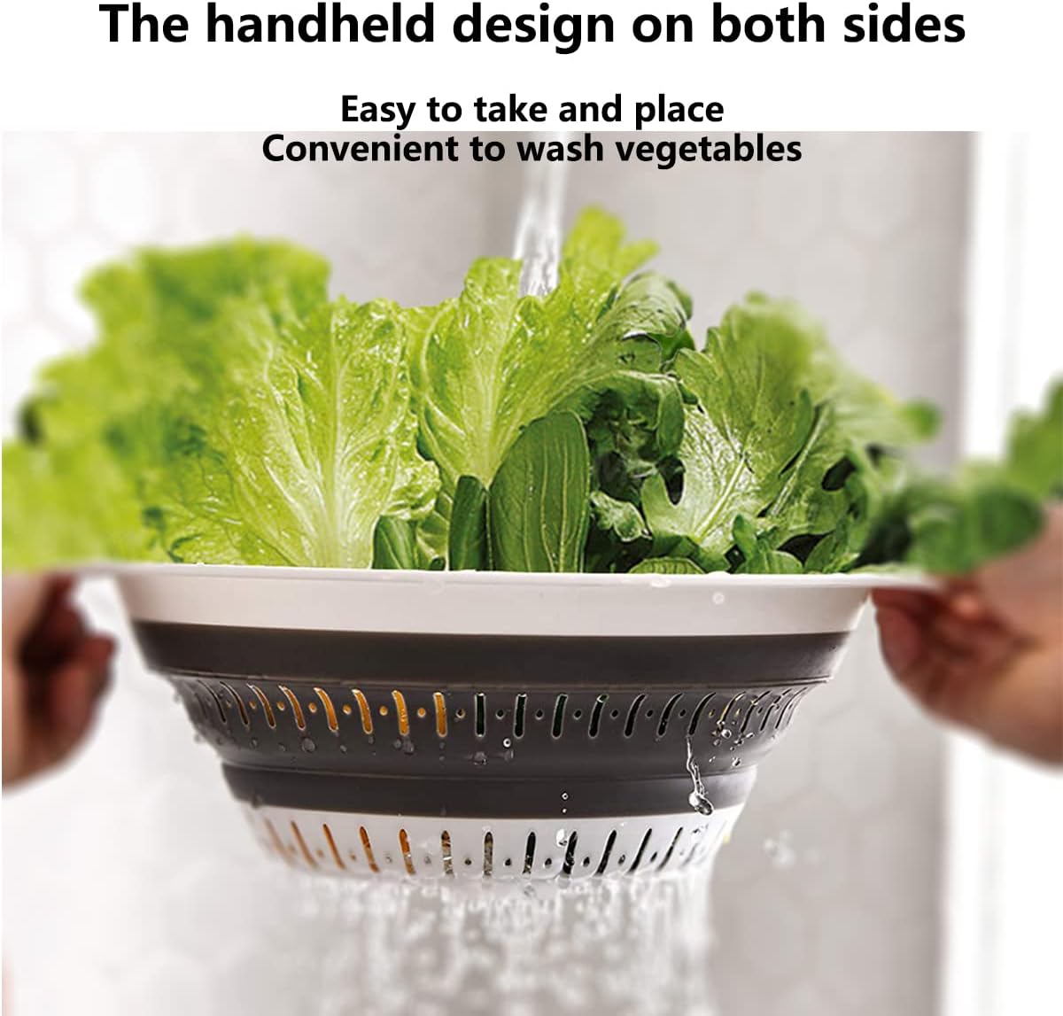 Collapsible Colander and Strainer,Silicone Strainer Colanders & Food Strainers,for Vegetable and Fruit, Kitchen Essentials (2, Blue, 1.3L+2.5L)