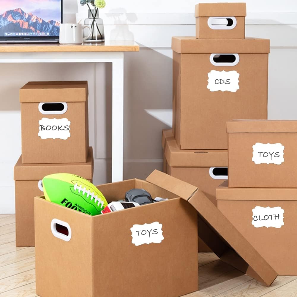 SALEMAR White Label Sticker, 2x3 inch Fancy Shape Labels for Essential Oil Bottle or Food Jars, Name Tags Stickers, 200PCS(White)