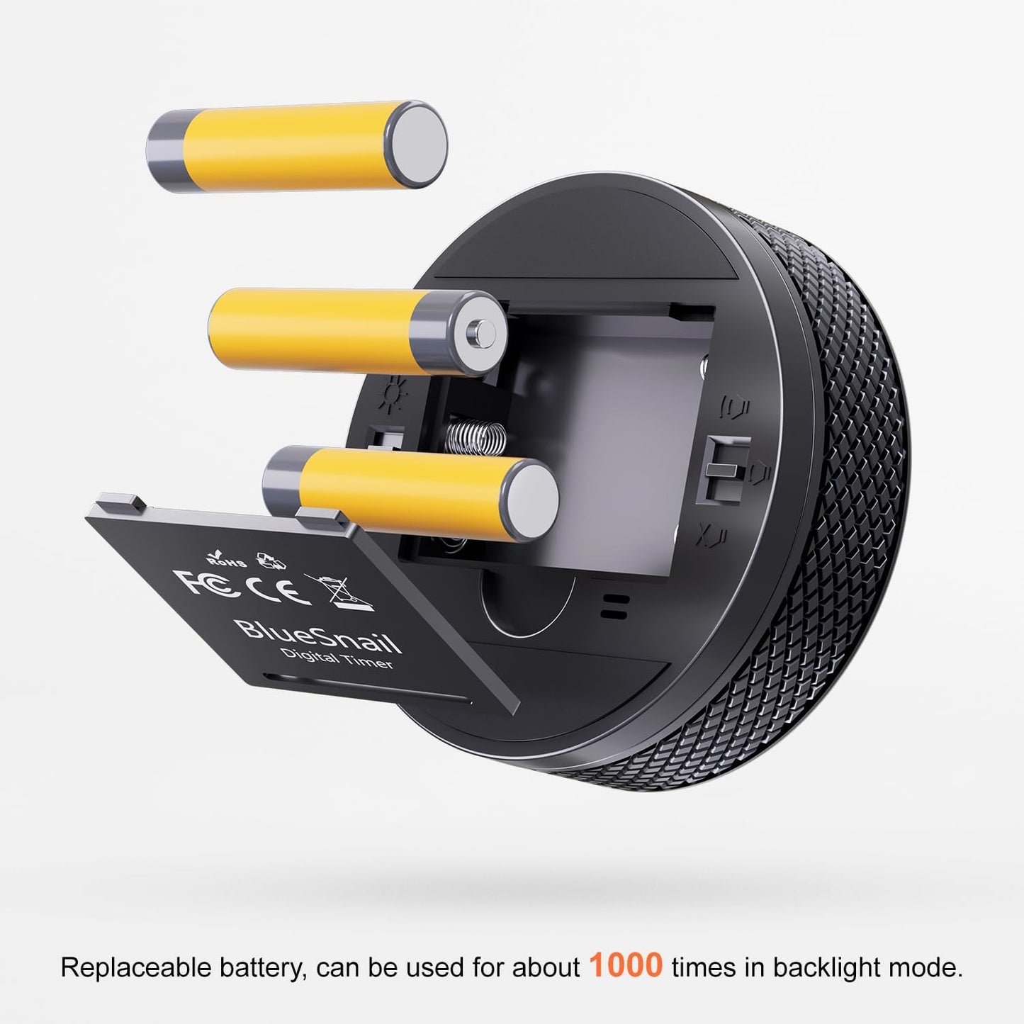 BlueSnail Kitchen Timer with LED Digital Display Smart Efficana for Home Classroom Gym Office, Volume and Brightness Adjustable Productivity Timer (All Black)