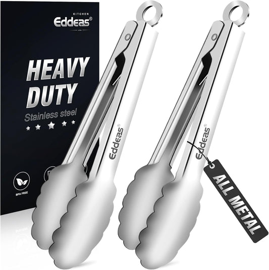 2 Pcs 7 Inch Small Tongs, Heavy Duty Stainless Steel Kitchen Tongs, For Cooking, Food, Buffet, Salad, Fruits, Bread, Dishwasher Safe