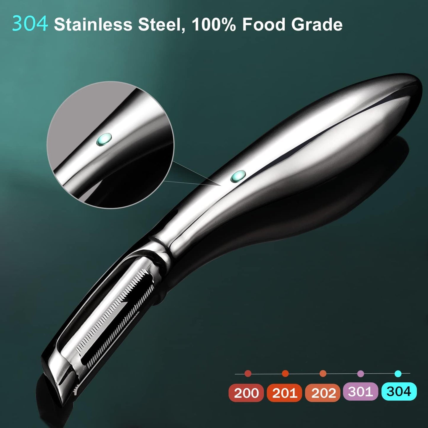 Potato Peeler Stainless Steel, Premium Vegetable Peelers for Kitchen, Fruit & Veggie Peeler, Carrot Cucumber Apple Peeler，Ultra Sharp Serrated Blade，Ergonomic Non-Slip Handle (5-year warranty)