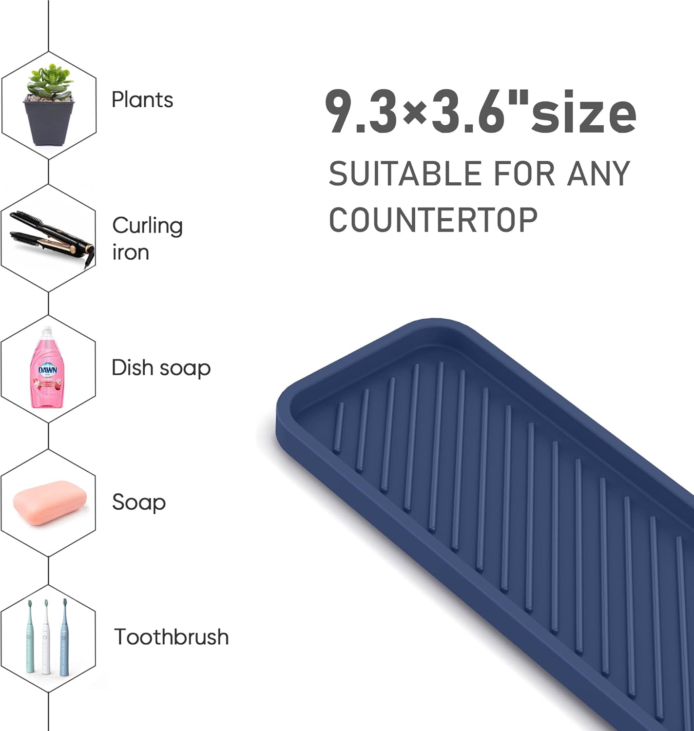 EG-SIPRO Silicone Sponge Holder, Kitchen Sink Organizer Tray, Sponge Caddy for Bathroom Counter, Dish Soap Holder, Scouring Pad Holder