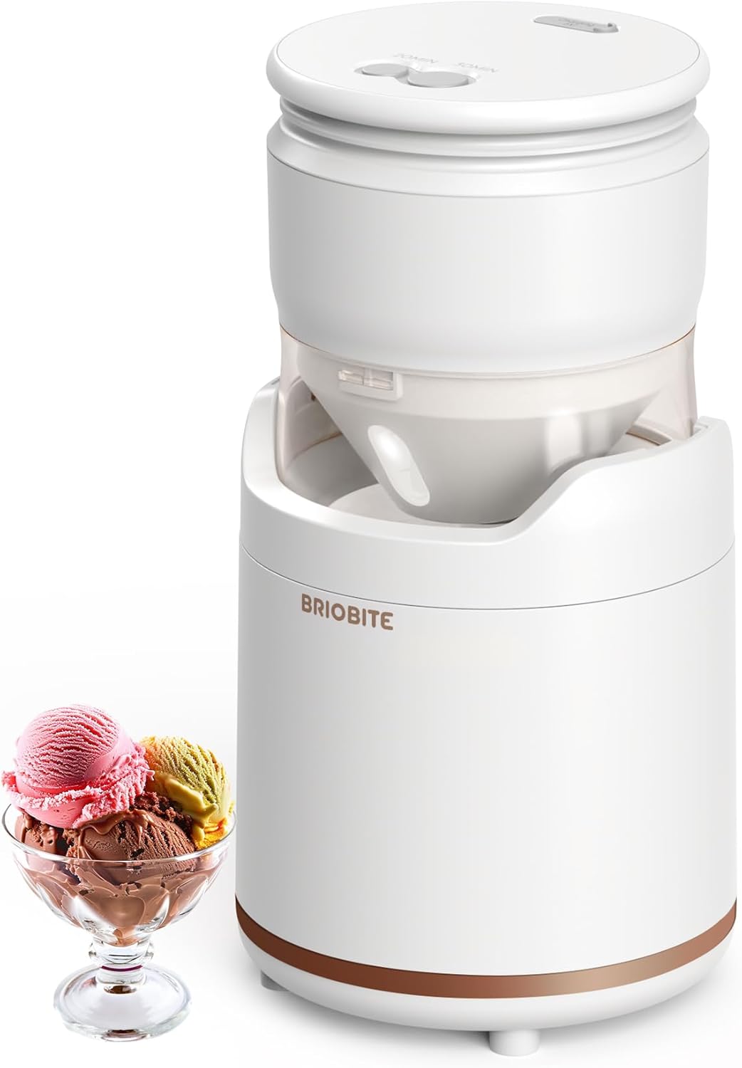 Ice Cream Maker Machine – Premium Mini Electric Maker Machine with Low-Noise Operation, Rechargeable,Perfect for Gelato, Sorbet & Frozen Yogurt, Easy to Clean,White