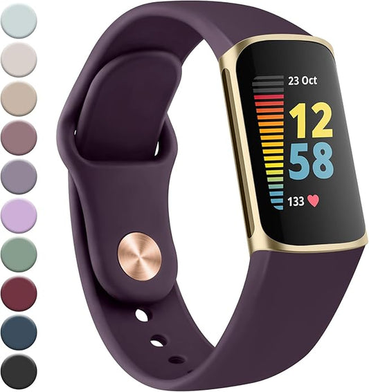 Meliya Compatible with Fitbit Charge 5 Bands Men Women, Sport Band Soft Silicone Waterproof Wristbands Replacement Strap for Fitbit Charge 5 Advanced Fitness Tracker