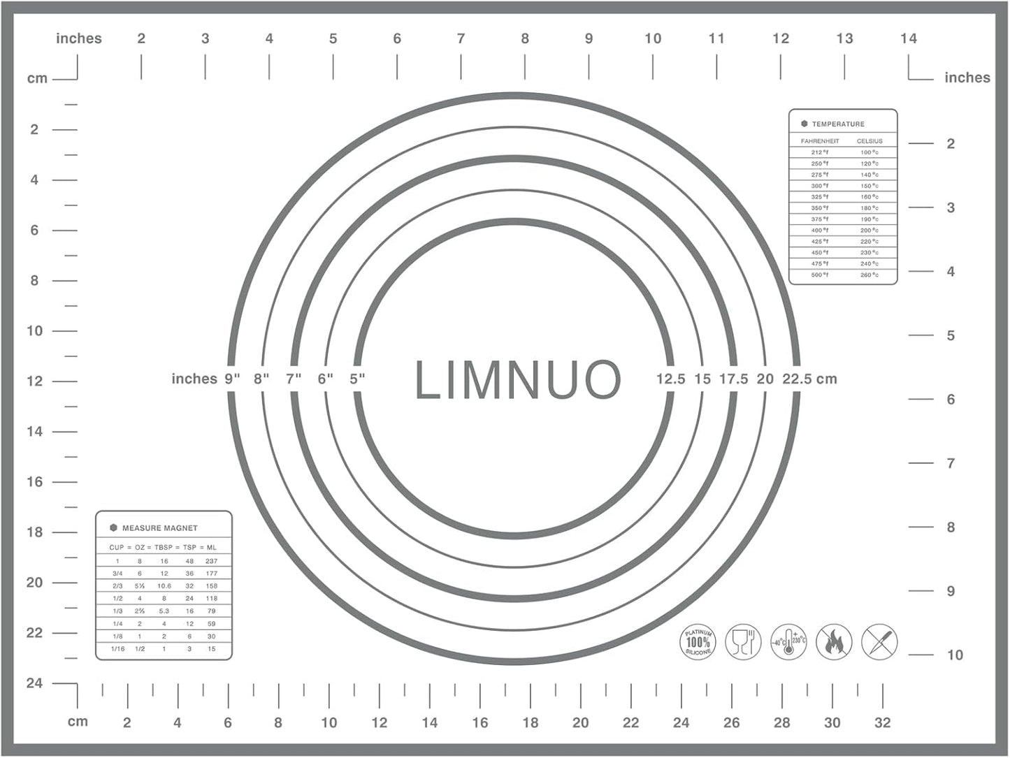 Silicone Pastry Mat Extra Thick Non Stick Baking Mat, Fondant Mat,Counter Mat,Dough Rolling Mat, Oven Liner, Pie Crust Mat