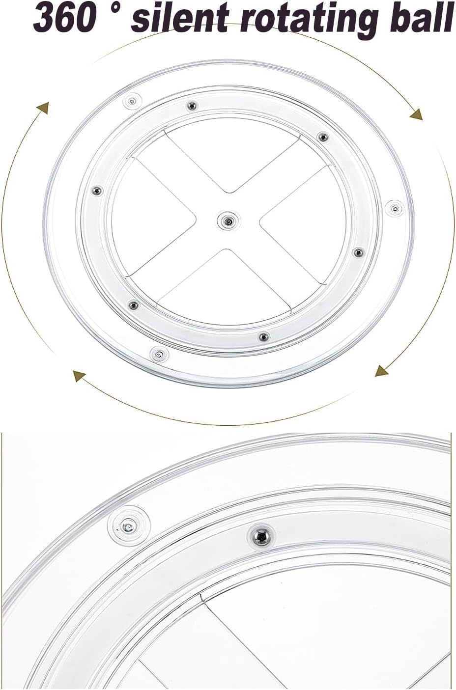 Lazy Susan Turntable Organizer, Rotating Makeup Organizer for Vanity, Desktop Cosmetics Display Cabinet Perfume Organizer for Kitchen, Bathroom, Dorm, Bedroom (Diamond Clear, 9.25inch 1 Tier)