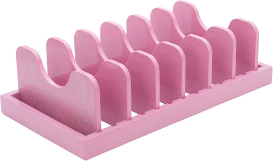 MinBoo Bamboo Pot Lid Organizer Pot Lid Holder, Pot and Pan Organizer Drawer Organizer for Pot Lids, Pans, Dinner Plates, Reusable Containers in Cabinet Storage,Pink