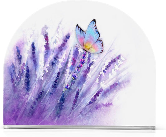 Lavender Butterfly Purple Napkin Holder for Table Paper Napkins Holder Acrylic Tissue Dispenser Kitchen Dining Room Bathroom Party Car Decor