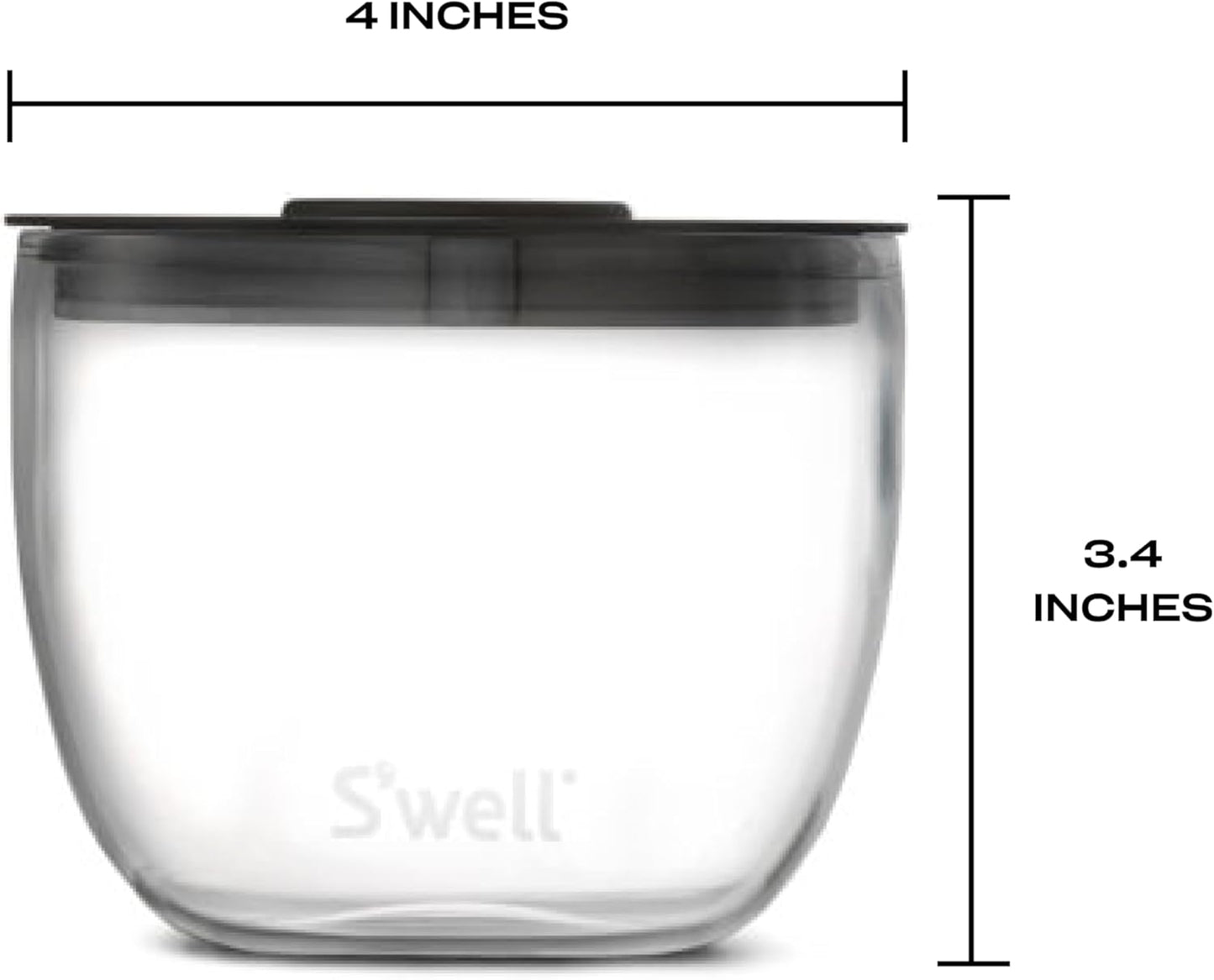 S'well 12oz Glass Prep Bowl Set of 4 for Easy Meal Prep, Black, Durable Tempered Glass, Nesting Design Compatible with 21.5oz S'well Eats Containers