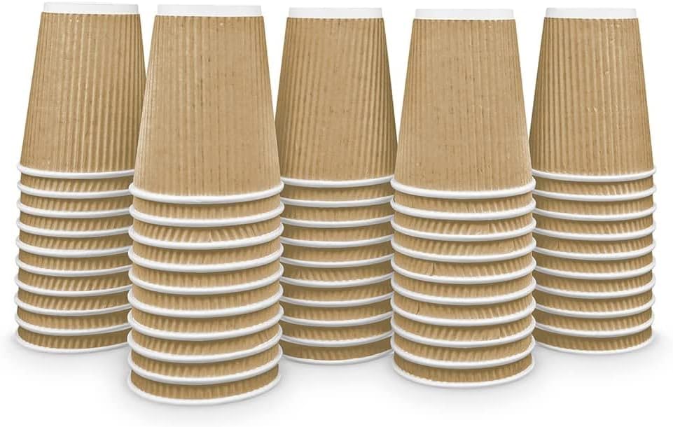 Ripple Paper Cups 12 oz 200 Pack for Coffee & Tea Made in USA | Bulk for Home, Office, Restaurants & Coffee Shops | Recyclable, Insulated, & Disposable To-Go Cups for Hot Beverages (12 oz - 200 count)
