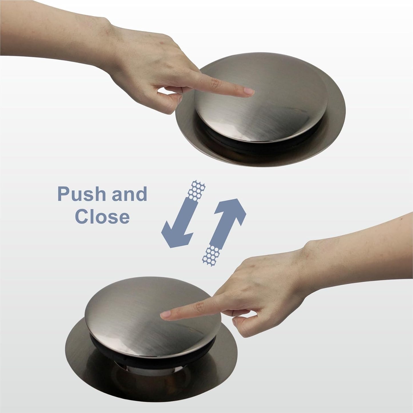 Brushed Bathtub Drain Stopper,Universal Pop Up Bath Drain, Hidrop Tip Toe Tub Drain Stopper,Conversion Kit Assembly, Replaces Lift and Turn,Tip-Toe and Trip Lever drains for Tub, EZ Install(Brushed)