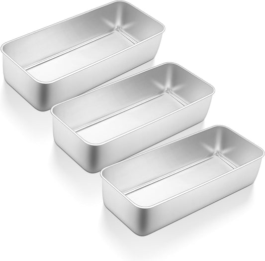 TeamFar Loaf Pan, 12 x 5 Inch Stainless Steel Loaf Pans for Baking Bread, 3 Pack Large Bread Loaf Baking Pan for Homemade Bread, Meatloaf, Cake, Brownies, Non-Toxic, Heavy-duty, Oven & Dishwasher Safe