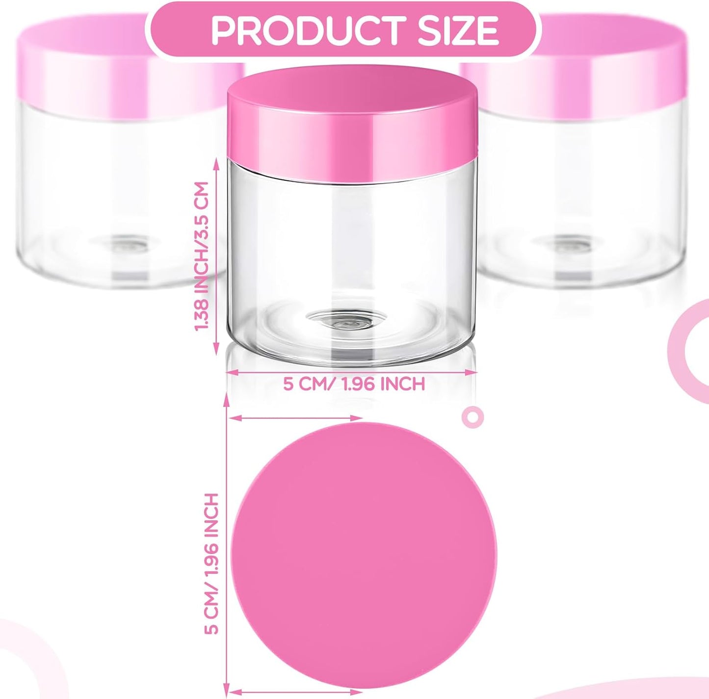SATINIOR 6 Pack 1 oz Plastic Jars Containers with Lids Wide-mouth Refillable Leakproof Reusable Round Empty Jars for Travel Cosmetic Dry Food Spice Cookie Candy Home Kitchen Organizing(Pink)