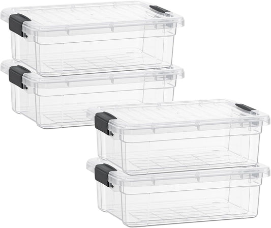 Superio Clear Storage Bins with Lids, Stackable Storage Box with Latches and Handles, Extra Small, 4 Pack 2 Quart