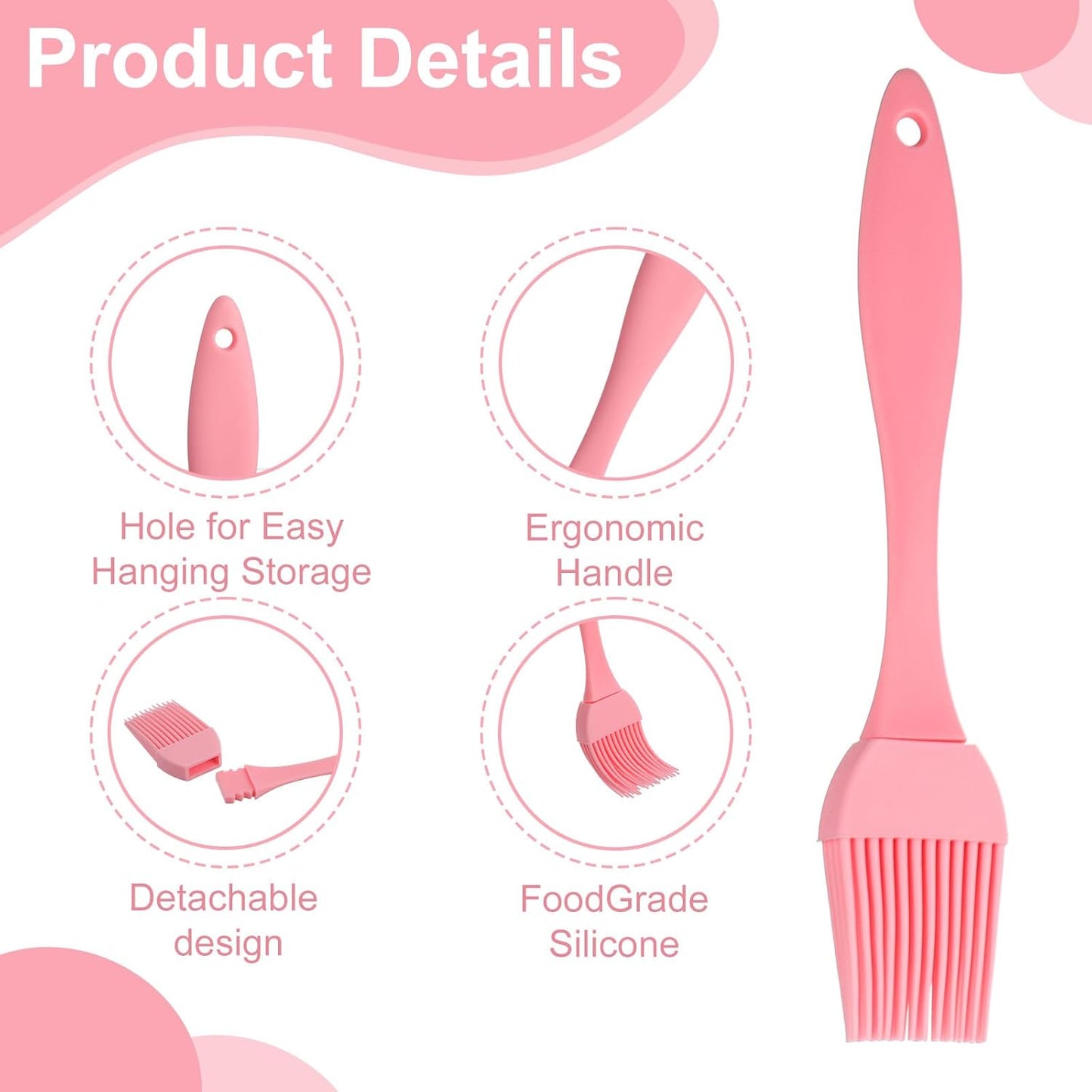 4 Pcs Silicone Basting Pastry Brush Heat Resistant Oil Brush for Cooking Kitchen Food Baking Butter Baster BBQ Grill Dishwasher Safe Multicolor for Sauce Marinade Meat Glazing