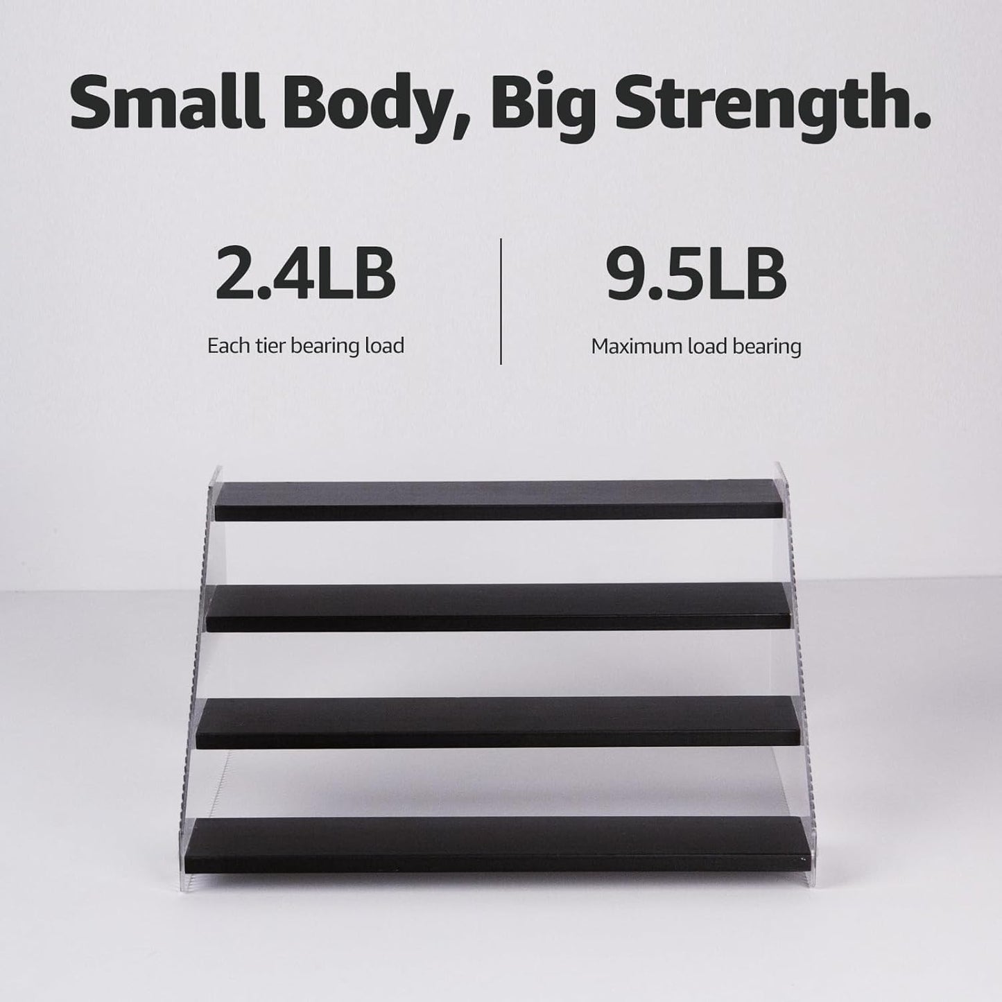 nianfeng Tiered Spice Rack, 4-Tier Spice Pantry Kitchen Cabinet Organizer, 12-Inch, Natural Wood Acrylic Stair Riser Stand, Countertop Seasoning Shelf (Black)