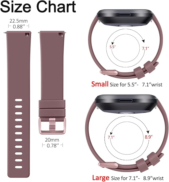 3 Pack Sport Bands Compatible with Fitbit Versa Bands, Classic Soft Sport Replacement Wristbands for Fitbit Versa 2 Smart Watch Women Men