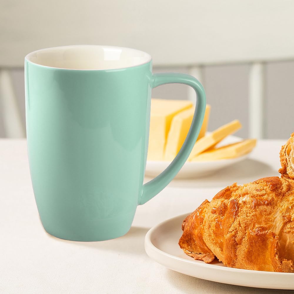 homEdge Porcelain Mug Set, 16 Ounces Cup for Tea, Latte, Mocha, Hot Chocolate, Set of 6, Assorted Color