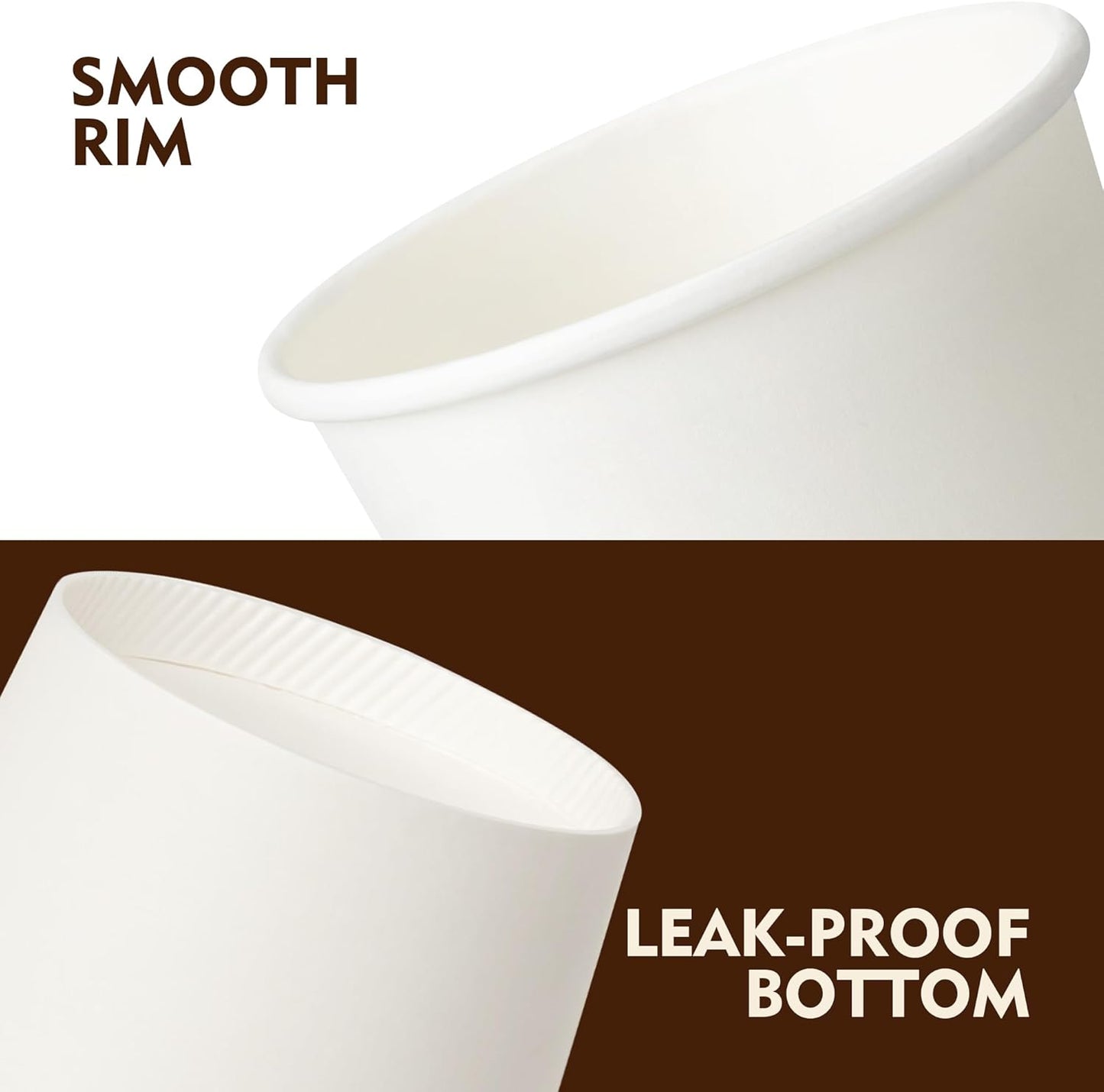 YEEHAW 8 oz 1000 Pack Disposable Paper Coffee Cups, White Hot Cups for Hot Coffee, Hot Liquid, Ideal for Cafes, Bistros, Businesses and Family