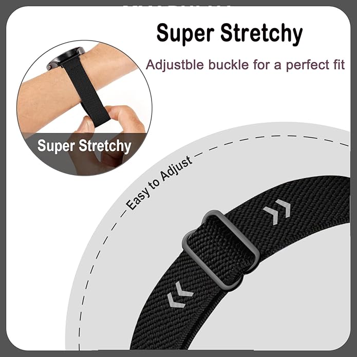 5 Pack Stretchy Watch Bands Compatible with Garmin Lily 2 / Lily 2 Active, Loop Nylon Elastic Fabric Strap for Garmin Lily 2 Women