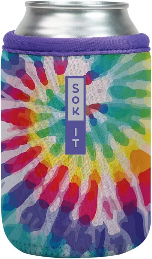 Sok It CanSok Sleeve for Beer & Soda Insulated Neoprene Cover (Rainbow Tie Dye, 12oz Can Sleeve)