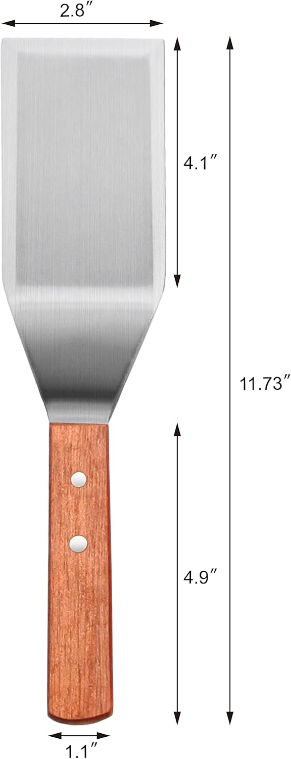 New Star Foodservice 36299 Wood Handle Heavy Duty Hamburger Turner/Spatula with Cutting Edge, 11.5"