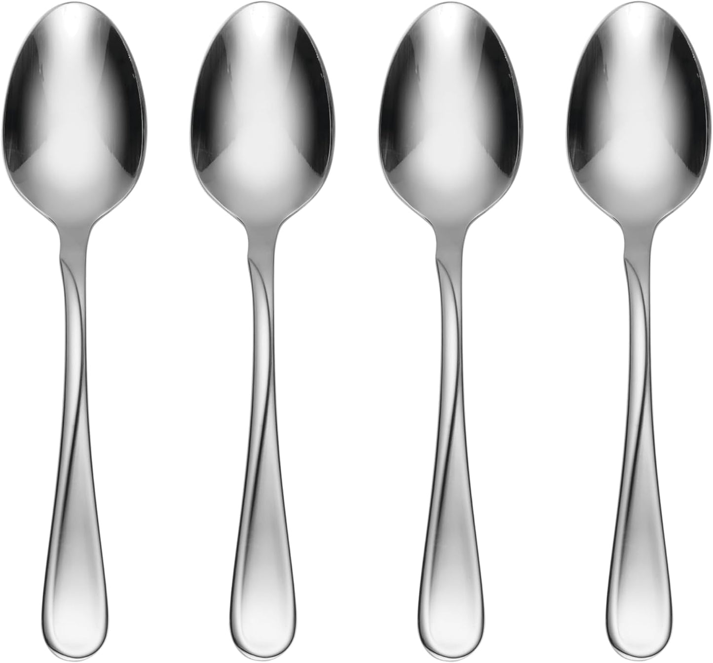 Oneida Flight Everyday Flatware Teaspoons 18/0 Stainless Steel, Set of 4, Silver