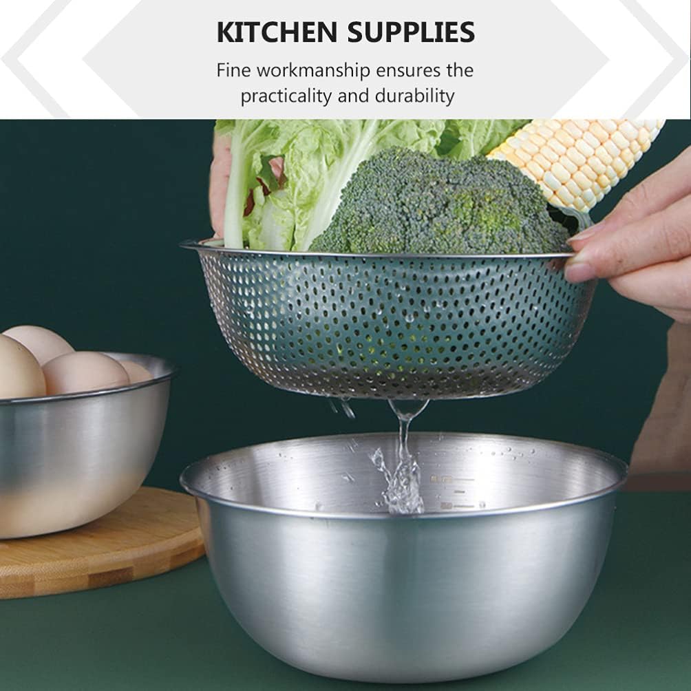 Strainers and Colanders Stainless Steel Colander with Bowl Set Bowl and Fruit Washing Drainers Basket Basins for Vegetables Fruits Cheese,Dishwasher Safe