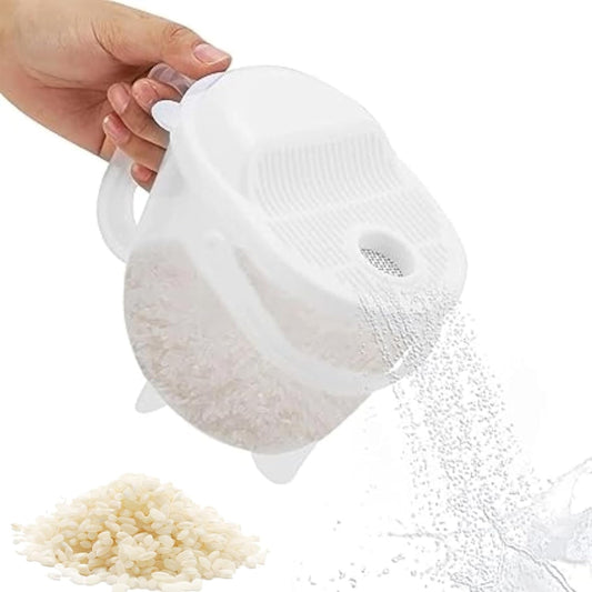 Rice Washer Strainer Bowl, Portable Rice Cleaner Strainer, Kitchen Colander with Handle for Rice, Beans, Grapes and Small Tomatoes