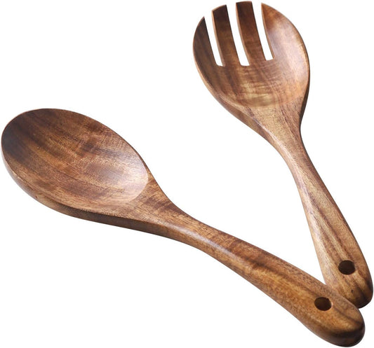 Muso Wood Acacia Salad Servers,10-inch,set of 2 (Acacia salad servers)