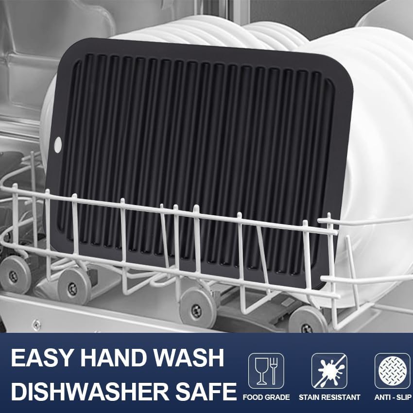 4 - Pack Multi - Purpose Silicone Mats | Heat Resistant Pot Holders for Kitchen | Non - Slip Hot Pads for Hot Pots, Pans & Quartz Countertops | Gray Kitchen Mats (Brown)