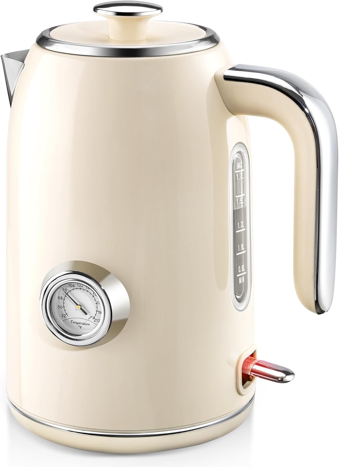 PUKOMC Electric Kettle, 1.7L Stainless Steel Tea Kettle with Temperature Gauge, 1500W Water Boiler with LED Light, BPA-Free, Auto Shut-Off and Boil-Dry Protection (Beige) Visit the Pukomc Store