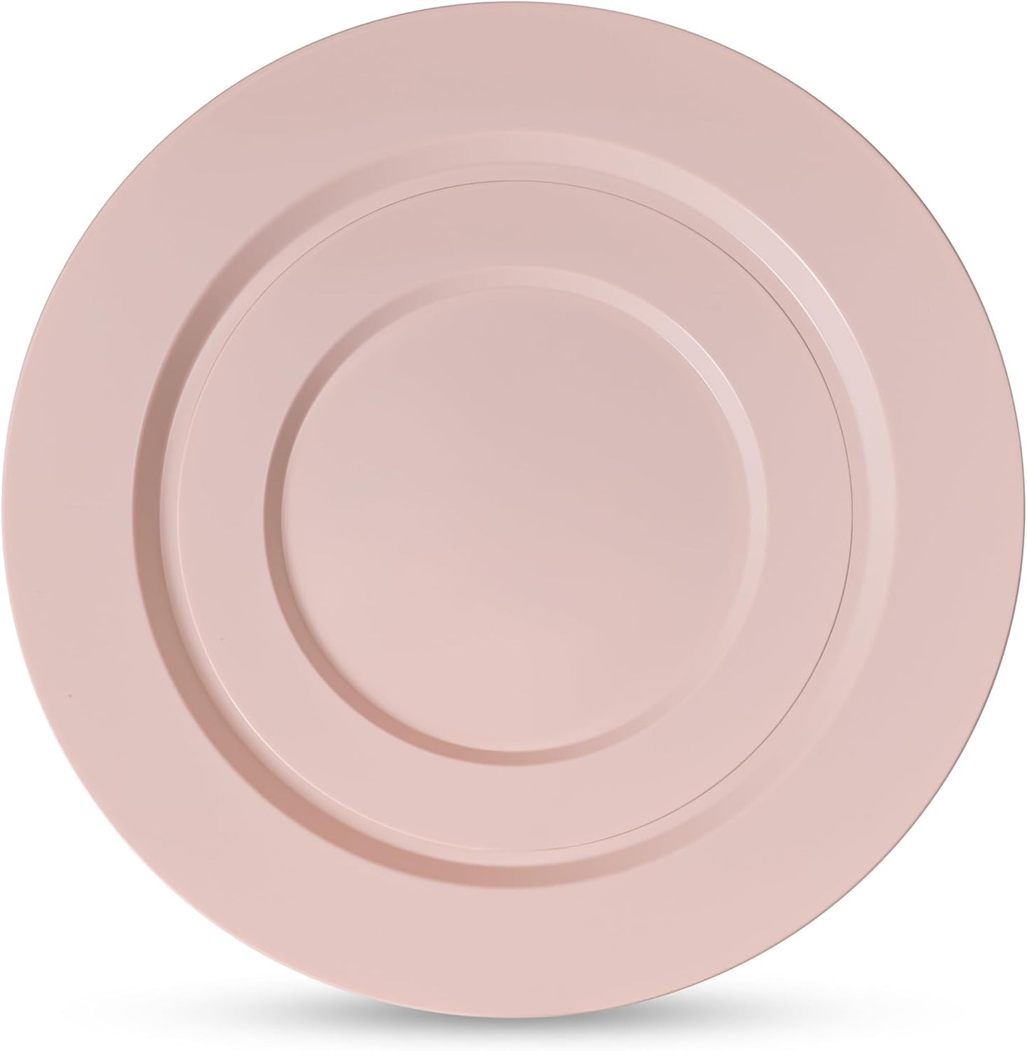 Munfix 100 Pink Plastic Plates Set, 50 Pcs 10 Inch Plastic Dinner Plates and 50 Pcs 7 Inch Plastic Dessert Plates, Elegant Fancy Heavy Duty Disposable Plates for Party, Wedding, Pink
