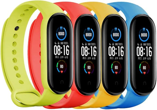 LeongLzt(4/5/8 PACK) Xiaomi Mi 5/6/7 Strap/Amazfit Band 5/6 Replacement Bands for Mi Band 5/6/7 SmartWatch Bands & Amazfit Band 5/6, Skin-Friendly Soft & Flexible Silicone Straps for Male and Female