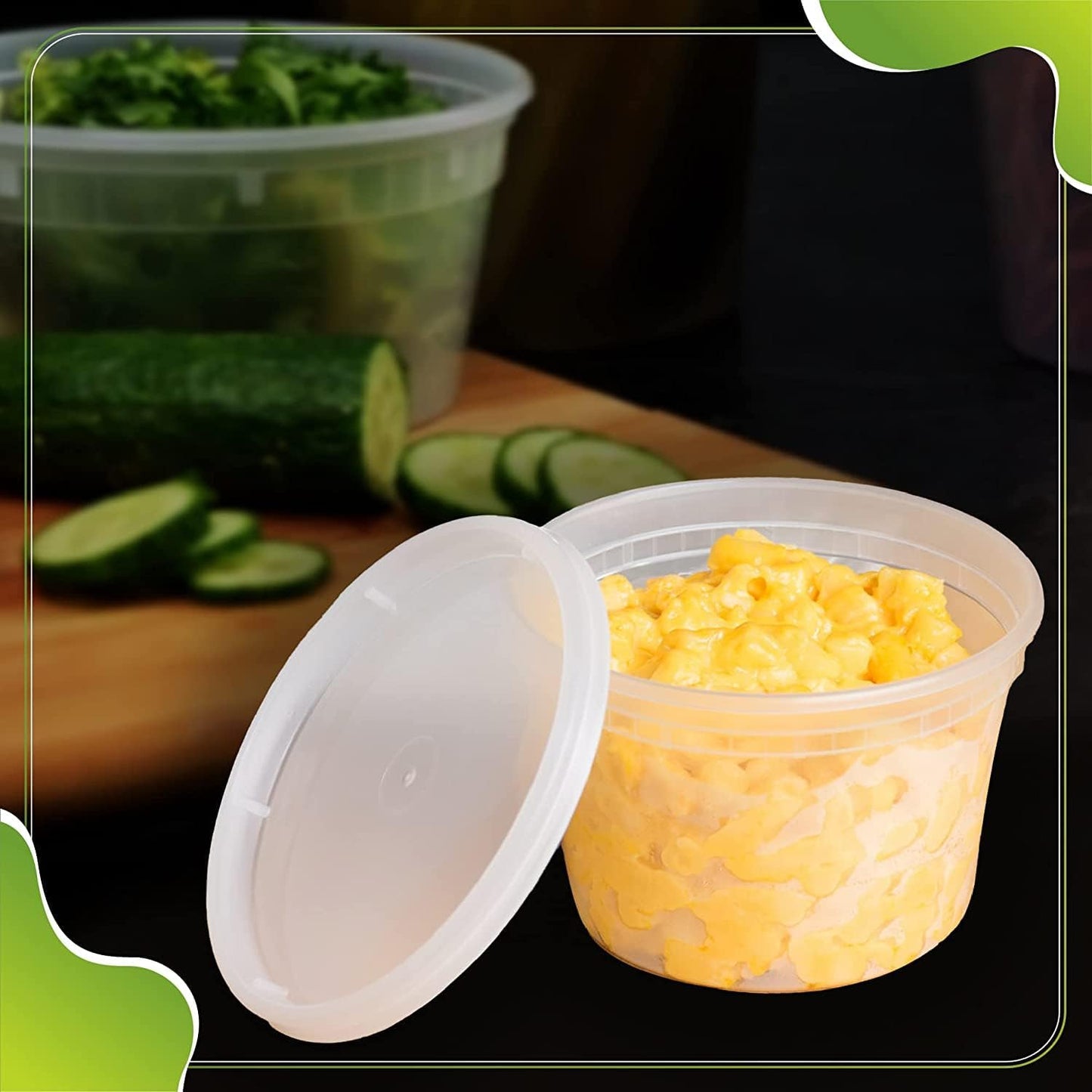 Deli Containers with Lids Leakproof - 240 Pack BPA-Free Plastic Microwaveable Clear Food Storage Container Premium Heavy-Duty Quality, Freezer & Dishwasher Safe (16oz 240 Sets)